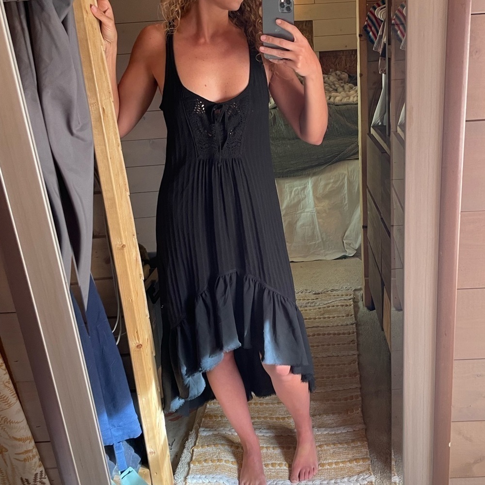Denim & Supply Ralph Lauren Cotton Blend Racerback Hi Lo Summer Dress Black XS